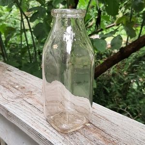Vintage Milk Bottle / Pint Milk Bottle / Clear Glass Pint Milk Bottle